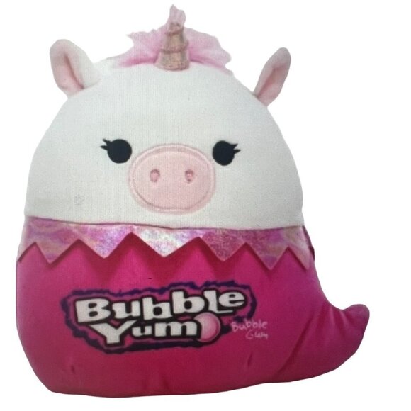 Squishmallow Hershey Bubble Yum Bubble Gum Aja 8" Pink Unicorn Plush Pillow New - Picture 1 of 4